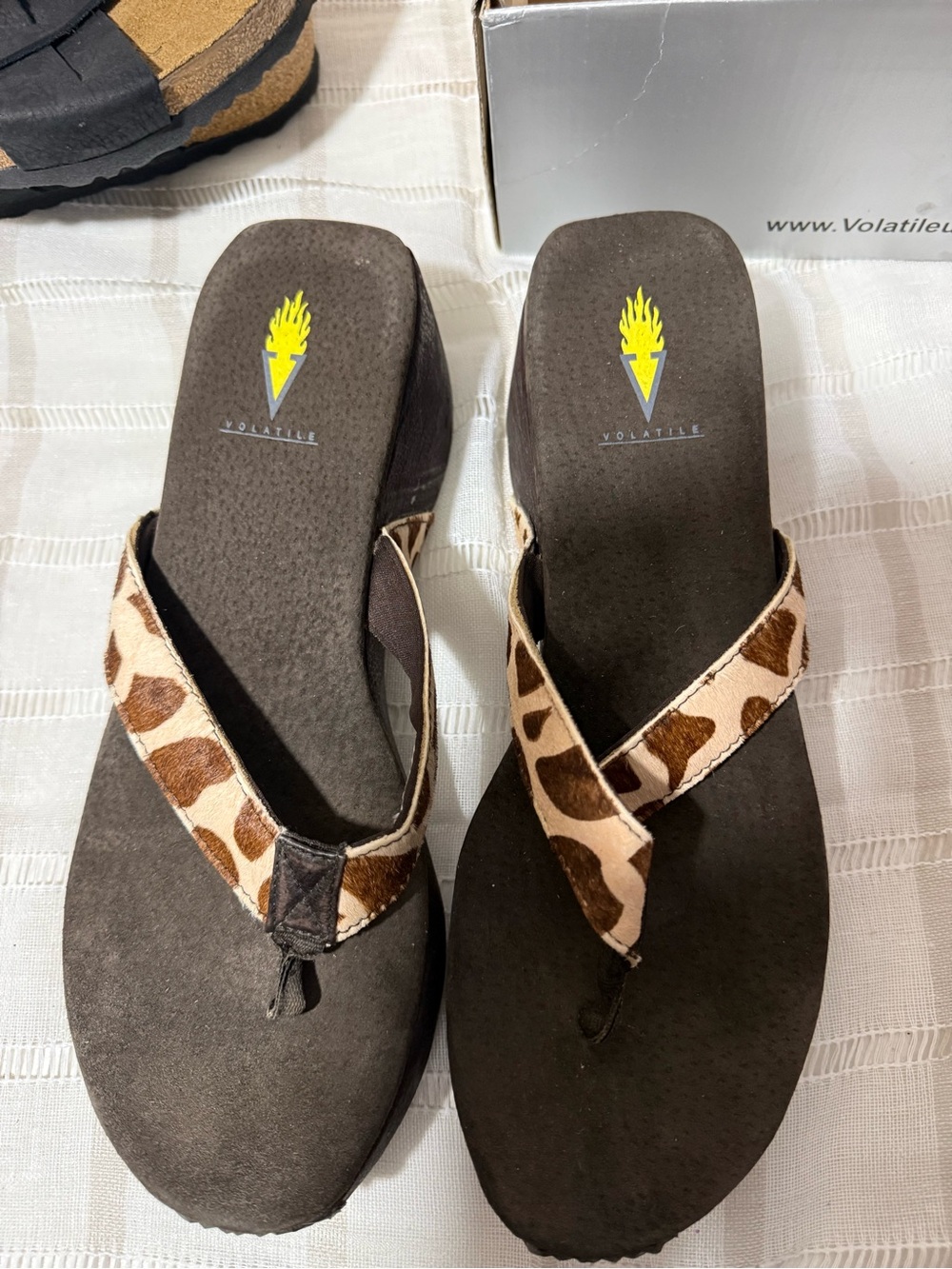 Volatile Brown Leopard Print Wedge Sandals